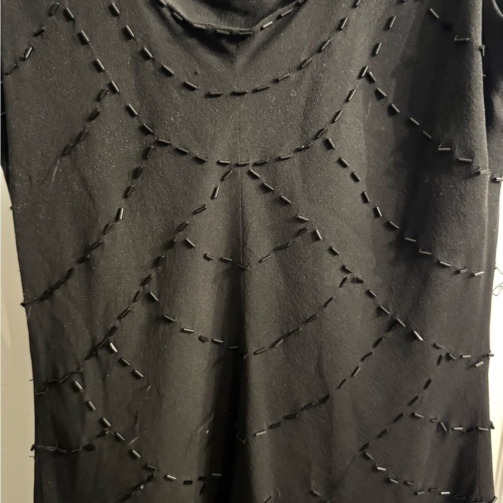 Vintage Jones New York Black Beaded Mini Dress - Picture 10 of 12